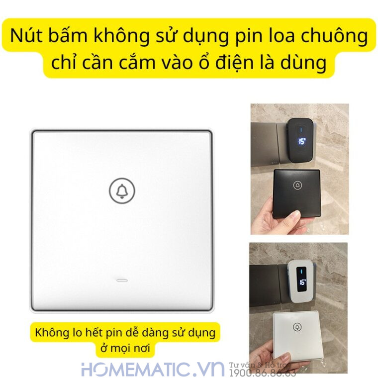 Chuông Cửa Không Dây Không Pin Cao Cấp Homematic T9lw Có đồng Hồ Nhiệt độ Phòng