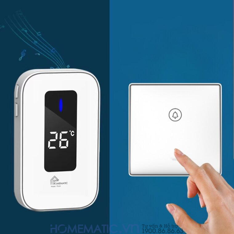 Chuông Cửa Không Dây Không Pin Cao Cấp Homematic T9lw Có đồng Hồ Nhiệt độ Phòng
