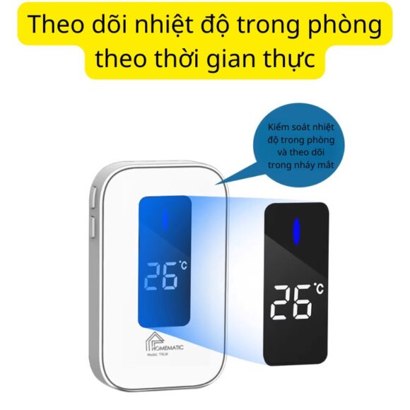 Chuông Cửa Không Dây Không Pin Cao Cấp Homematic T9lw Có đồng Hồ Nhiệt độ Phòng