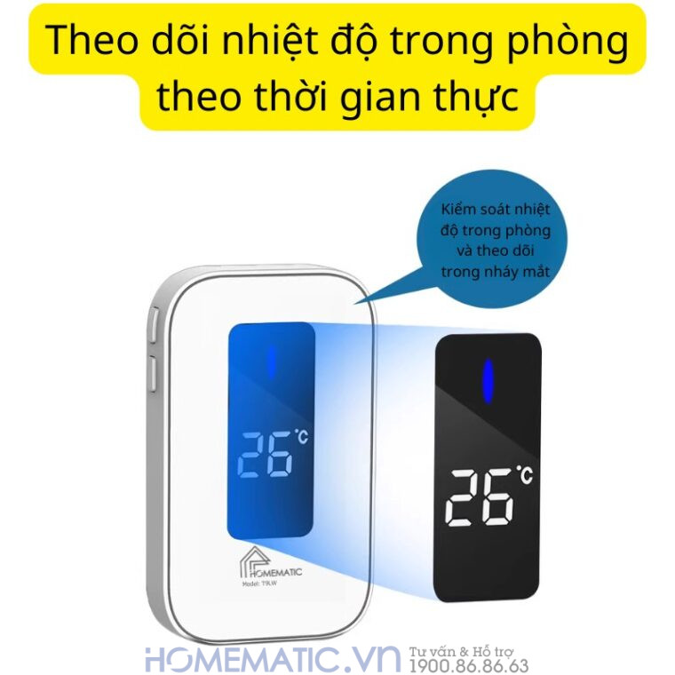 Chuông Cửa Không Dây Không Pin Cao Cấp Homematic T9lw Có đồng Hồ Nhiệt độ Phòng