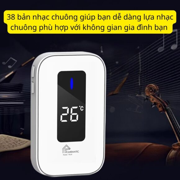 Chuông Cửa Không Dây Không Pin Cao Cấp Homematic T9lw Có đồng Hồ Nhiệt độ Phòng