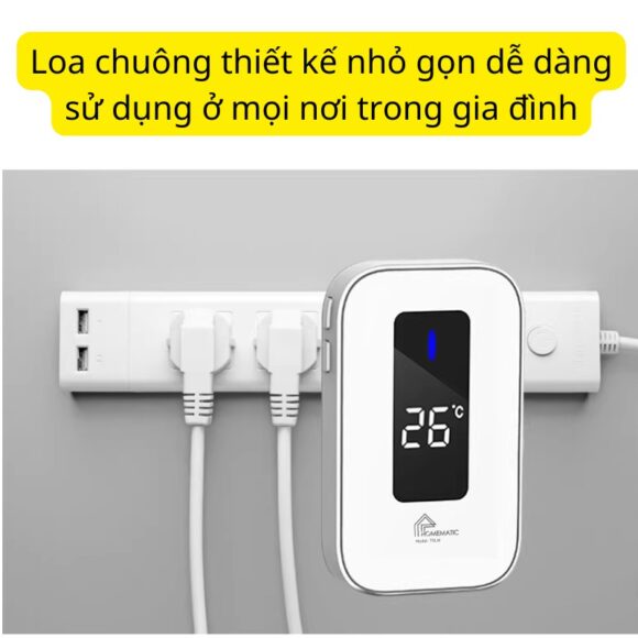 Chuông Cửa Không Dây Không Pin Cao Cấp Homematic T9lw Có đồng Hồ Nhiệt độ Phòng loa chuông nhỏ gọn