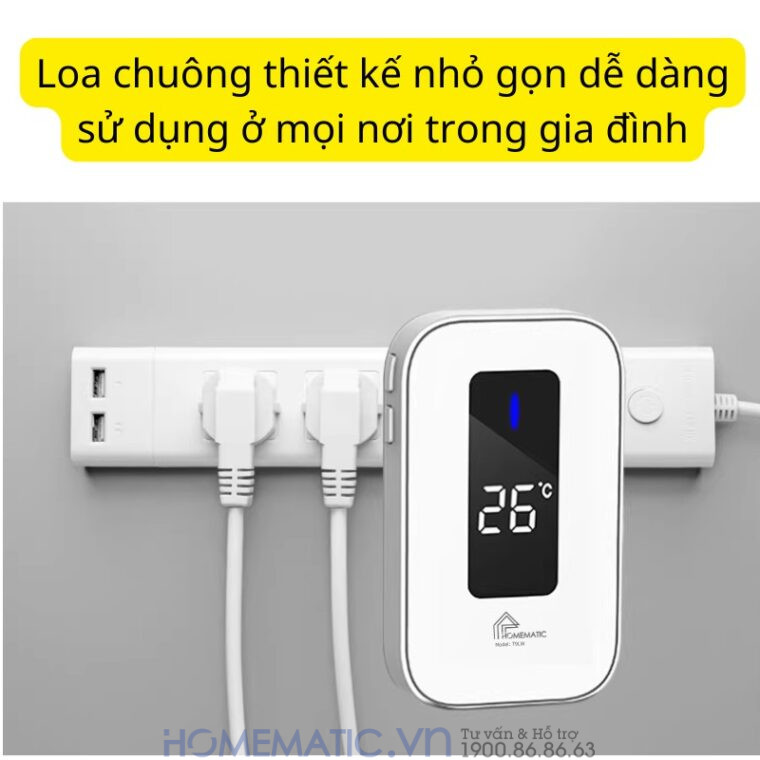 Chuông Cửa Không Dây Không Pin Cao Cấp Homematic T9lw Có đồng Hồ Nhiệt độ Phòng loa chuông nhỏ gọn