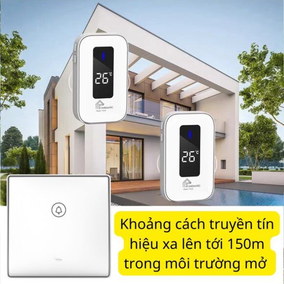 Chuông Cửa Không Dây Không Pin Cao Cấp Homematic T9lw Có đồng Hồ Nhiệt độ Phòng tầm xa lớn