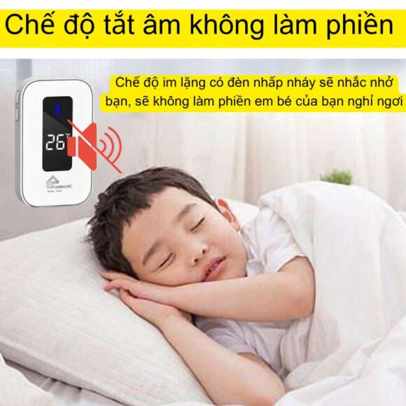 Chuông Cửa Không Dây Không Pin Cao Cấp Homematic T9lw Có đồng Hồ Nhiệt độ Phòng có chế độ tắt tiếng tránh ảnh hưởng giấc ngủ