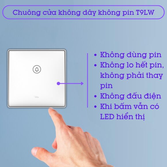 Chuông Cửa Không Dây Không Pin Cao Cấp Homematic T9lw Có đồng Hồ Nhiệt độ Phòng nút bấm có nhiều tính năng