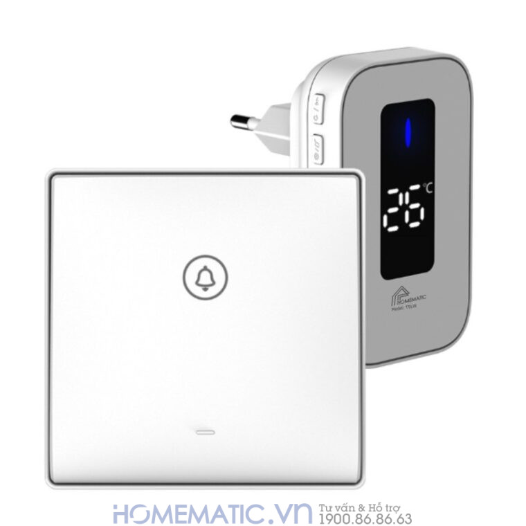 Chuông Cửa Không Dây Không Pin Cao Cấp Homematic T9lw Có đồng Hồ Nhiệt độ Phòng