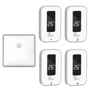 Chuông Cửa Không Dây Không Pin Cao Cấp Homematic T9lw Có đồng Hồ Nhiệt độ Phòng bộ 1 nút 4 loa