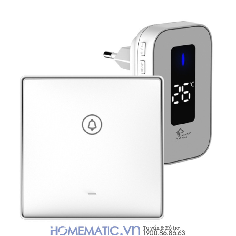 Chuông Cửa Không Dây Không Pin Cao Cấp Homematic T9lw Có đồng Hồ Nhiệt độ Phòng