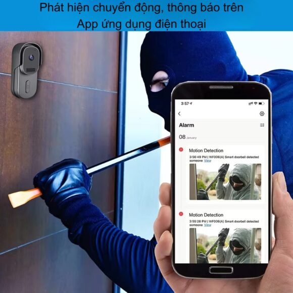 Chuông Cửa Thông Minh Có Camera Wifi Pin Sạc Lớn + Cắm Nguồn Smartlife Wf001b