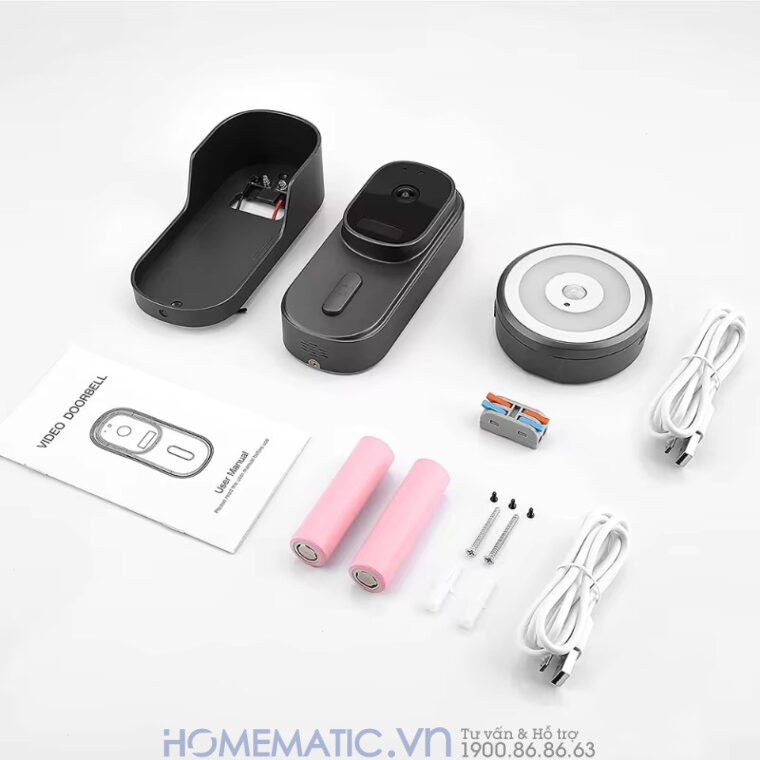 Chuông Cửa Thông Minh Có Camera Wifi Pin Sạc Lớn + Cắm Nguồn Smartlife Wf001b