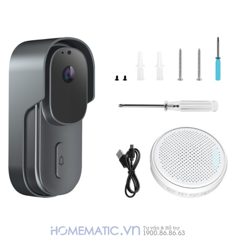 Chuông Cửa Thông Minh Có Camera Wifi Pin Sạc Lớn + Cắm Nguồn Smartlife Wf001b