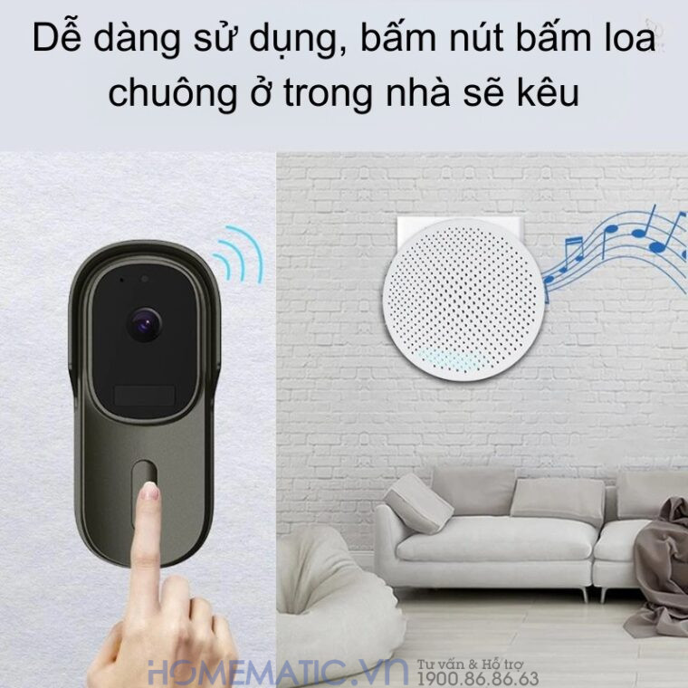 Chuông Cửa Thông Minh Có Camera Wifi Pin Sạc Lớn + Cắm Nguồn Smartlife Wf001b