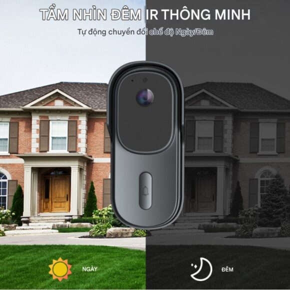 Chuông Cửa Thông Minh Có Camera Wifi Pin Sạc Lớn + Cắm Nguồn Smartlife Wf001b