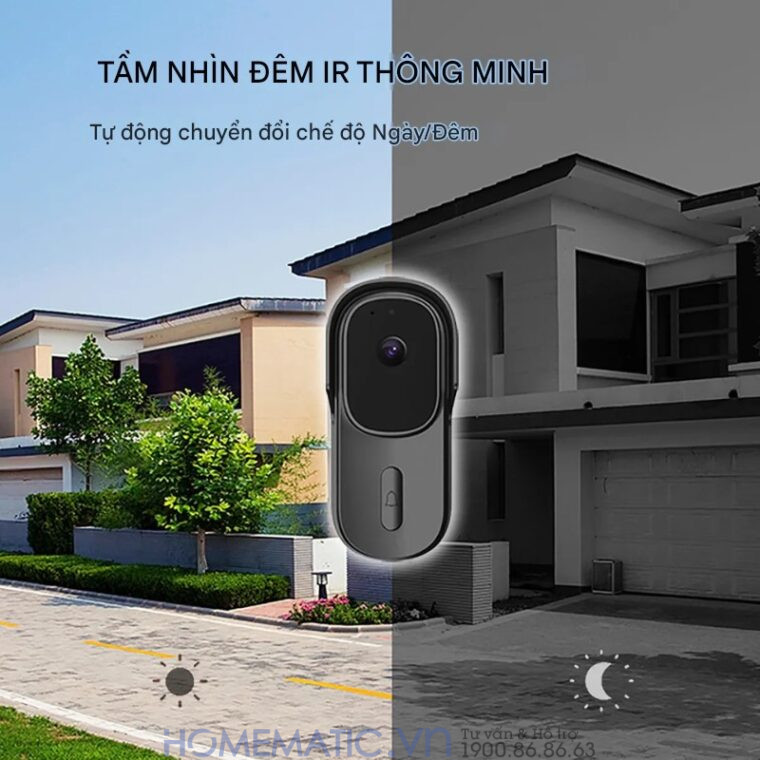 Chuông Cửa Thông Minh Có Camera Wifi Pin Sạc Lớn + Cắm Nguồn Smartlife Wf001b