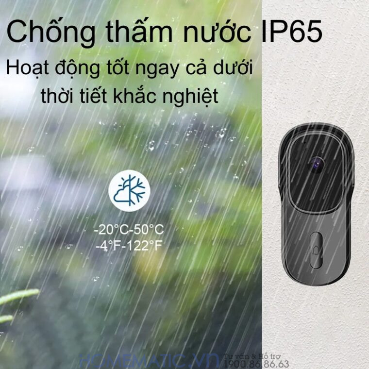 Chuông Cửa Thông Minh Có Camera Wifi Pin Sạc Lớn + Cắm Nguồn Smartlife Wf001b