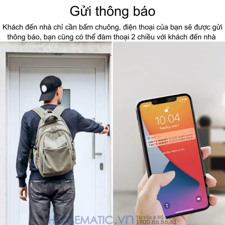 Chuông Cửa Thông Minh Có Camera Wifi Pin Sạc Lớn + Cắm Nguồn Smartlife Wf001b