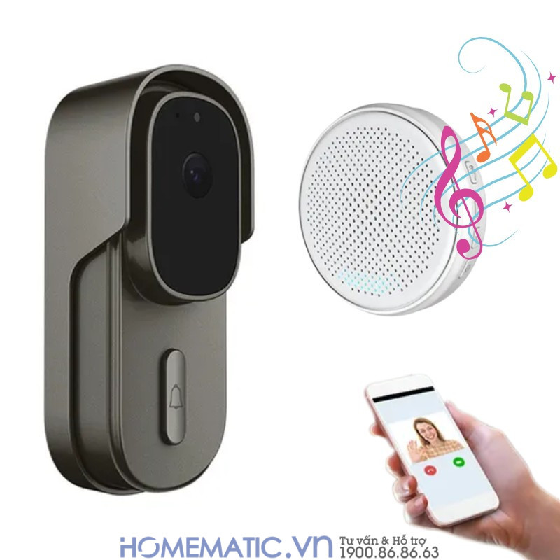 Chuông Cửa Thông Minh Có Camera Wifi Pin Sạc Lớn + Cắm Nguồn Smartlife Wf001b