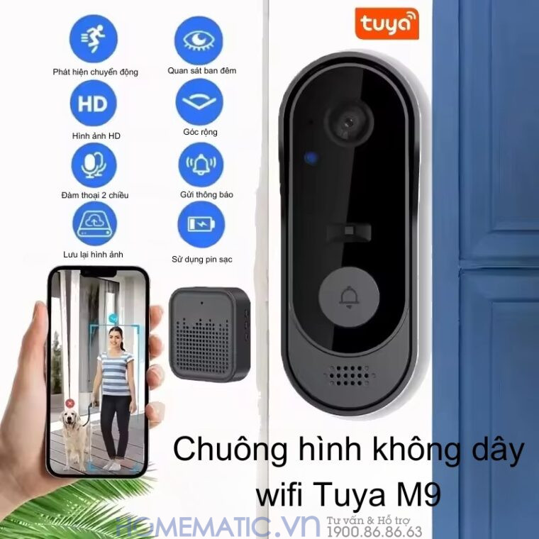 Chuông Hình Không Dây Wifi Tuya M9