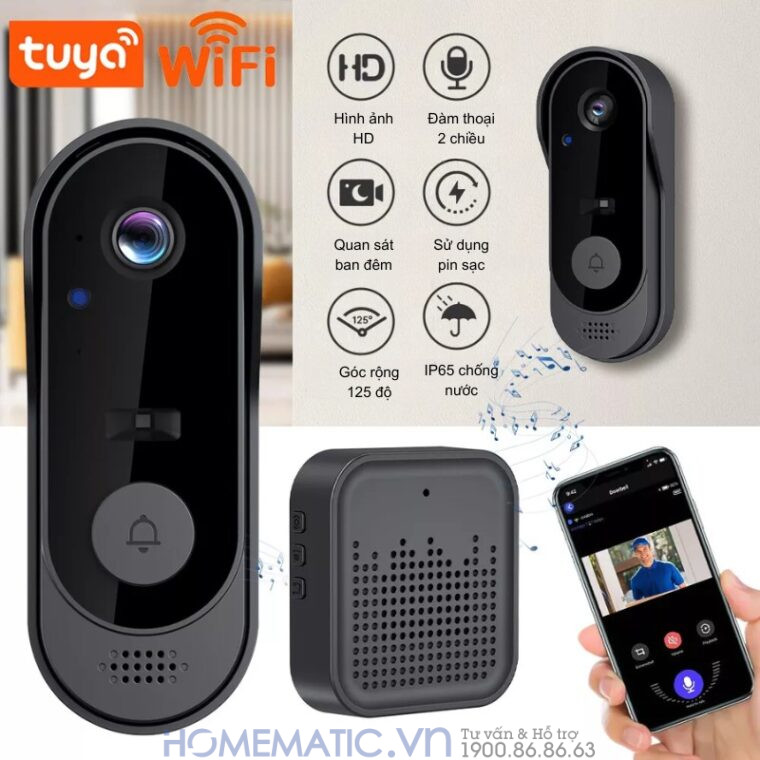 Chuông Hình Không Dây Wifi Tuya M9