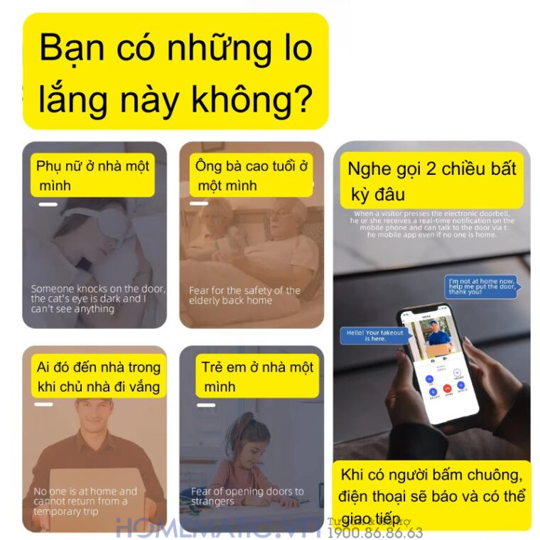 Chuông Cửa Camera Wifi Chống Nước Ngoài Trời Xsmarthome U9 giải quyết các lo lắng