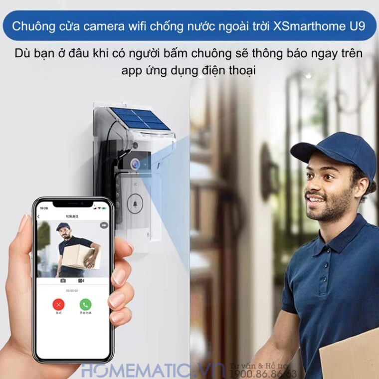 Chuông Cửa Camera Wifi Chống Nước Ngoài Trời Xsmarthome U9 Chuông Cửa Camera Wifi Chống Nước Ngoài Trời Xsmarthome U9