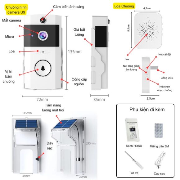 Chuông Cửa Camera Wifi Chống Nước Ngoài Trời Xsmarthome U9 các tính năng nổi trội