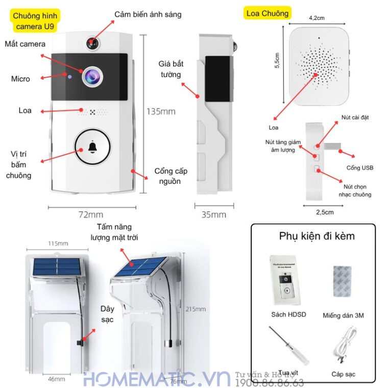 Chuông Cửa Camera Wifi Chống Nước Ngoài Trời Xsmarthome U9 các tính năng nổi trội Chuông Cửa Camera Wifi Chống Nước Ngoài Trời Xsmarthome U9 các tính năng nổi trội