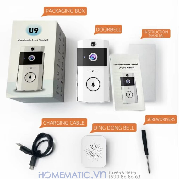 Chuông Cửa Camera Wifi Chống Nước Ngoài Trời Xsmarthome U9