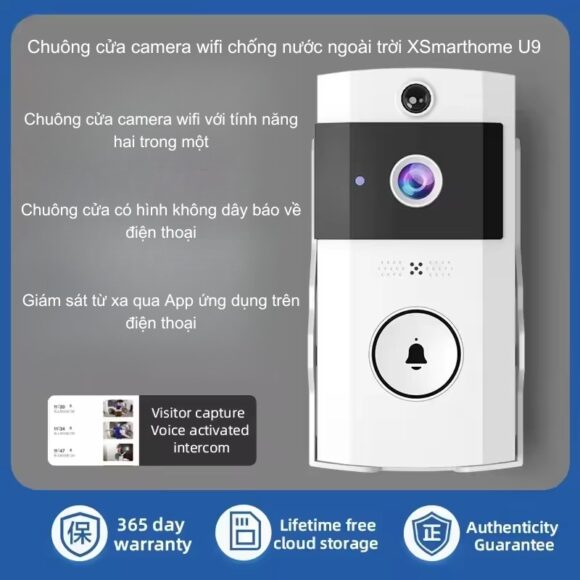Chuông Cửa Camera Wifi Chống Nước Ngoài Trời Xsmarthome U9
