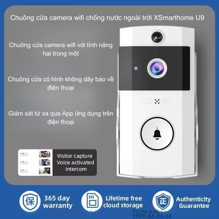 Chuông Cửa Camera Wifi Chống Nước Ngoài Trời Xsmarthome U9