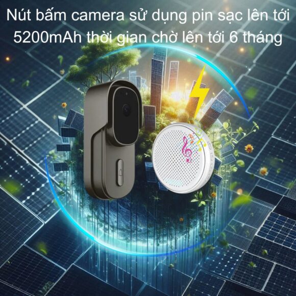Chuông Cửa Thông Minh Có Camera Wifi Pin Sạc Lớn + Cắm Nguồn Smartlife Wf001b