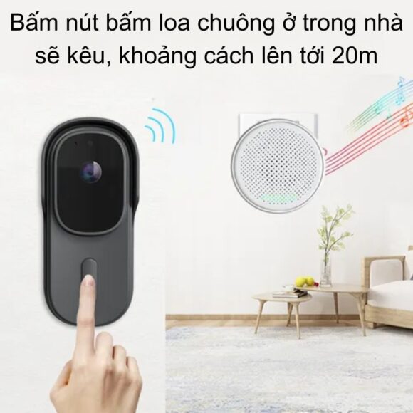 Chuông Cửa Thông Minh Có Camera Wifi Pin Sạc Lớn + Cắm Nguồn Smartlife Wf001b