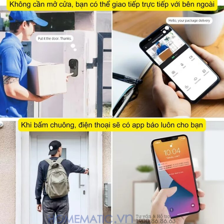 Chuông Cửa Thông Minh Có Camera Wifi Pin Sạc Lớn + Cắm Nguồn Smartlife Wf001b