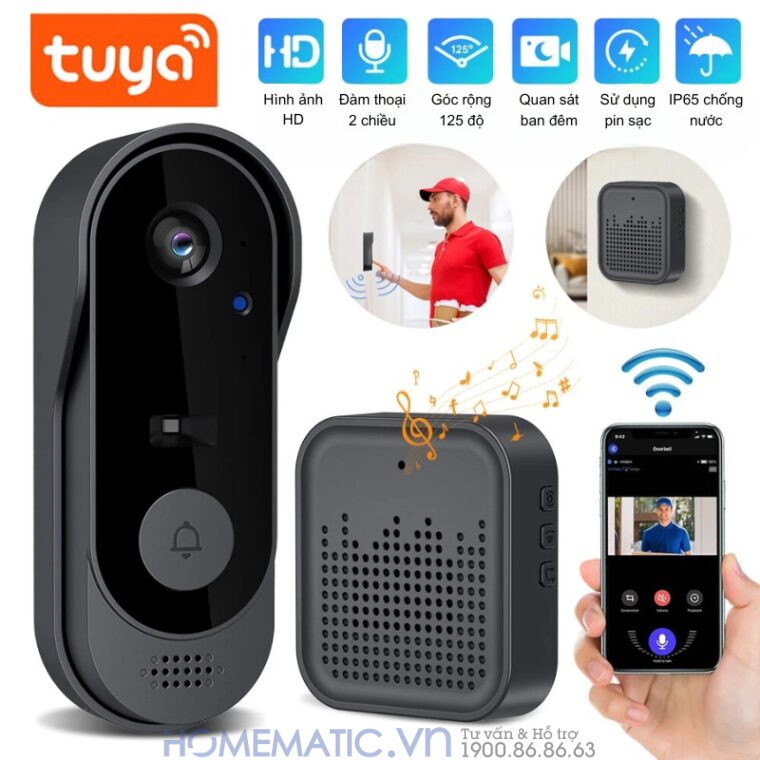 Chuông Hình Không Dây Wifi Tuya M9