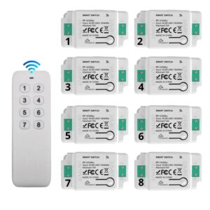 Bộ Công Tắc điện điều Khiển Từ Xa Bằng Remote Hỗ Trợ 8 kênh remote dùng pin AAA