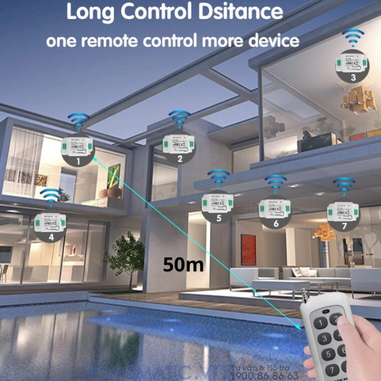 Bộ Công Tắc điện điều Khiển Từ Xa Bằng Remote Hỗ Trợ 8 -12 Kênh Whk01-812
