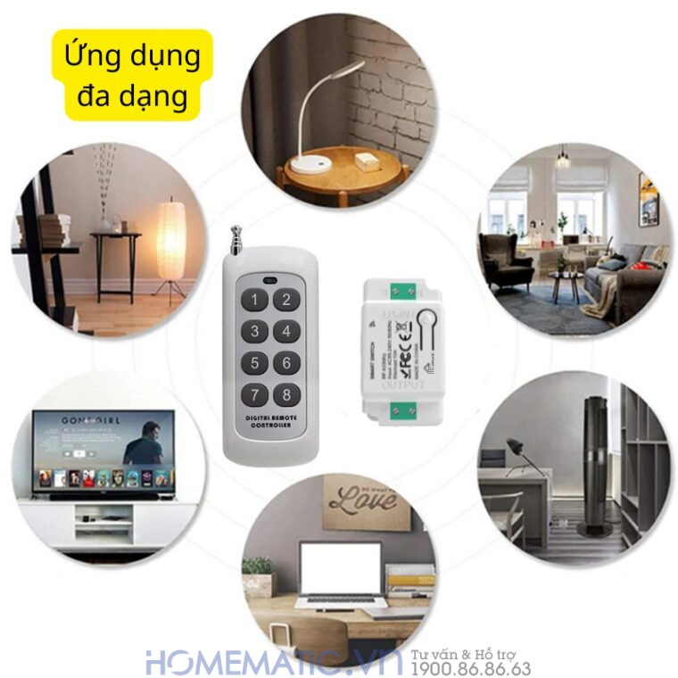 Bộ Công Tắc điện điều Khiển Từ Xa Bằng Remote Hỗ Trợ 8 -12 Kênh Whk01-812