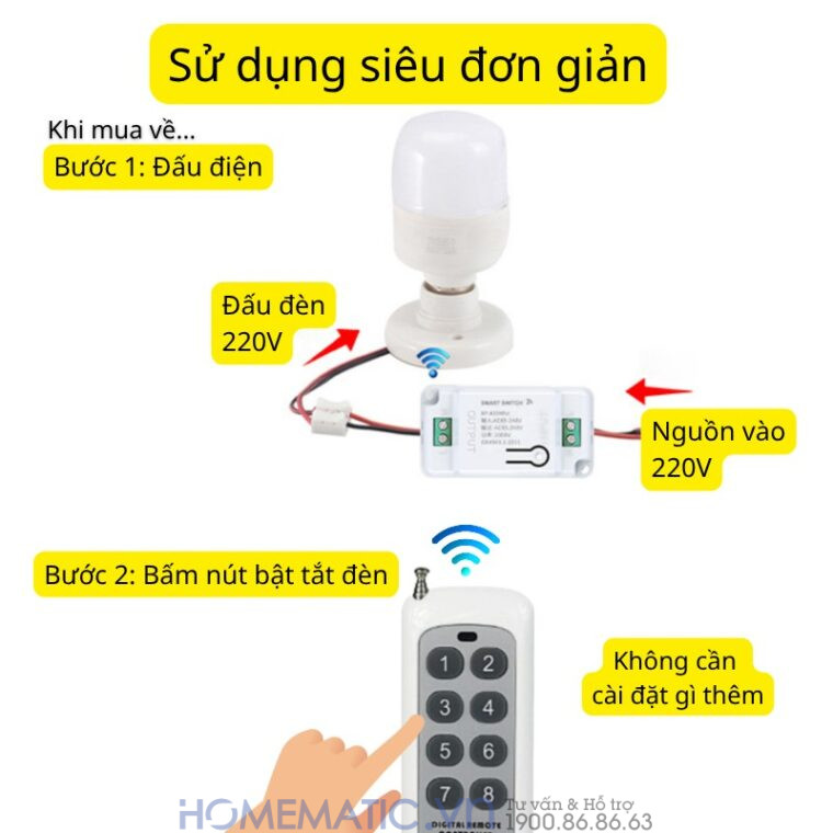 Bộ Công Tắc điện điều Khiển Từ Xa Bằng Remote Hỗ Trợ 8 -12 Kênh Whk01-812 lắp đặt đơn giản