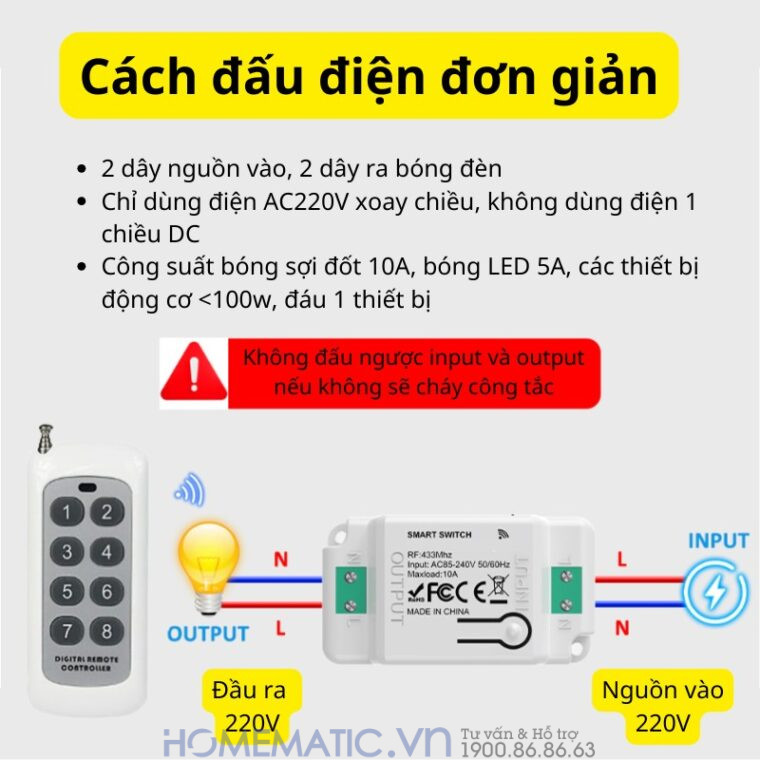 Bộ Công Tắc điện điều Khiển Từ Xa Bằng Remote Hỗ Trợ 8 -12 Kênh Whk01-812 cách đấu điện
