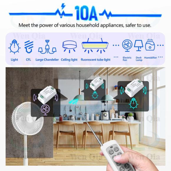 Bộ Công Tắc điện điều Khiển Từ Xa Bằng Remote Hỗ Trợ 8 -12 Kênh Whk01-812 sử dụng cho nhiều thiết bị điện