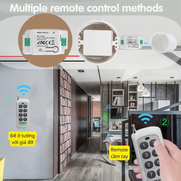 Bộ Công Tắc điện điều Khiển Từ Xa Bằng Remote Hỗ Trợ 8 -12 Kênh Whk01-812 để ở tường hoặc cầm tay