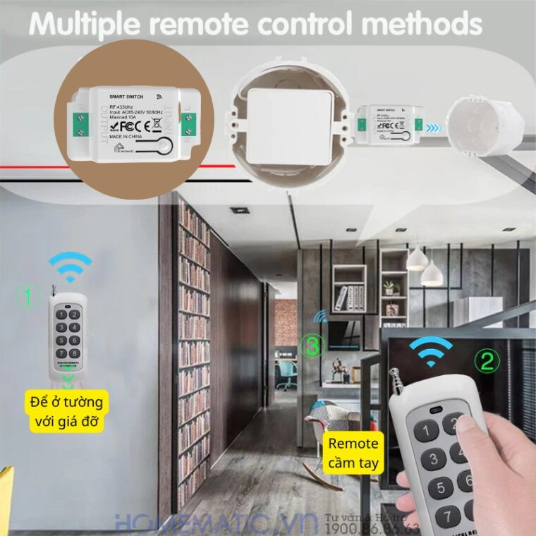 Bộ Công Tắc điện điều Khiển Từ Xa Bằng Remote Hỗ Trợ 8 -12 Kênh Whk01-812 để ở tường hoặc cầm tay