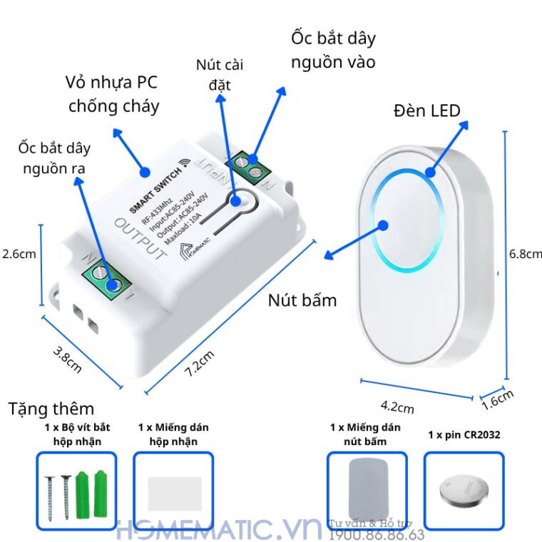 Bộ Công Tắc điện điều Khiển Từ Xa Bằng Remote Whk01-4 tính năng nút bấm Bộ Công Tắc điện điều Khiển Từ Xa Bằng Remote Whk01-4 tính năng nút bấm