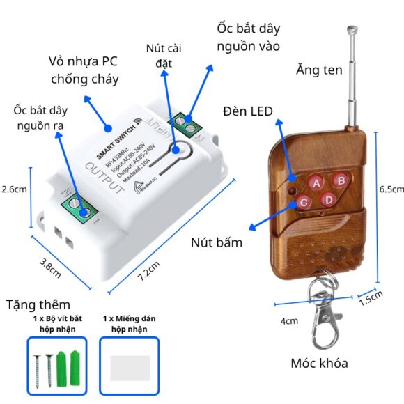 Bộ Công Tắc điện điều Khiển Từ Xa Bằng Remote Whk01-4 các tính năng