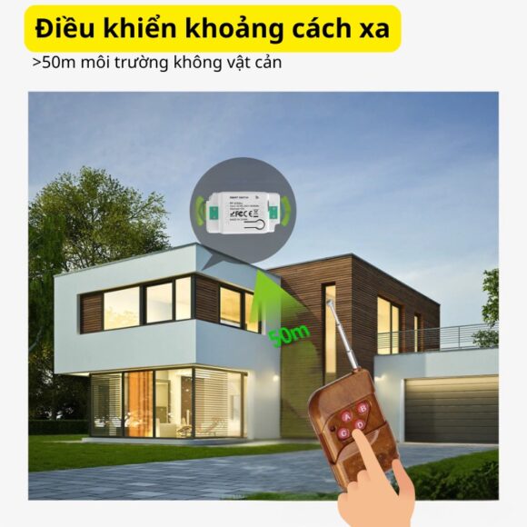 Bộ Công Tắc điện điều Khiển Từ Xa Bằng Remote Whk01-4 khoảng cách điều khiển xa