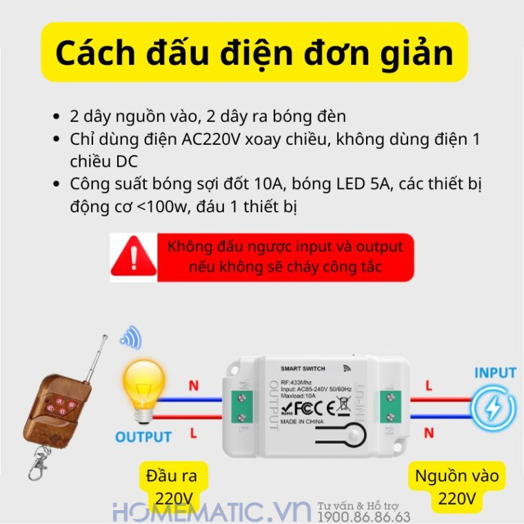 Bộ Công Tắc điện điều Khiển Từ Xa Bằng Remote Whk01-4 có cách đấu điện đơn giản Bộ Công Tắc điện điều Khiển Từ Xa Bằng Remote Whk01-4 có cách đấu điện đơn giản