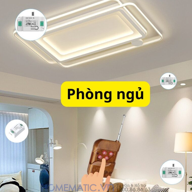 Bộ Công Tắc điện điều Khiển Từ Xa Bằng Remote Whk01-4 lắp đặt trong phòng ngủ Bộ Công Tắc điện điều Khiển Từ Xa Bằng Remote Whk01-4 lắp đặt trong phòng ngủ