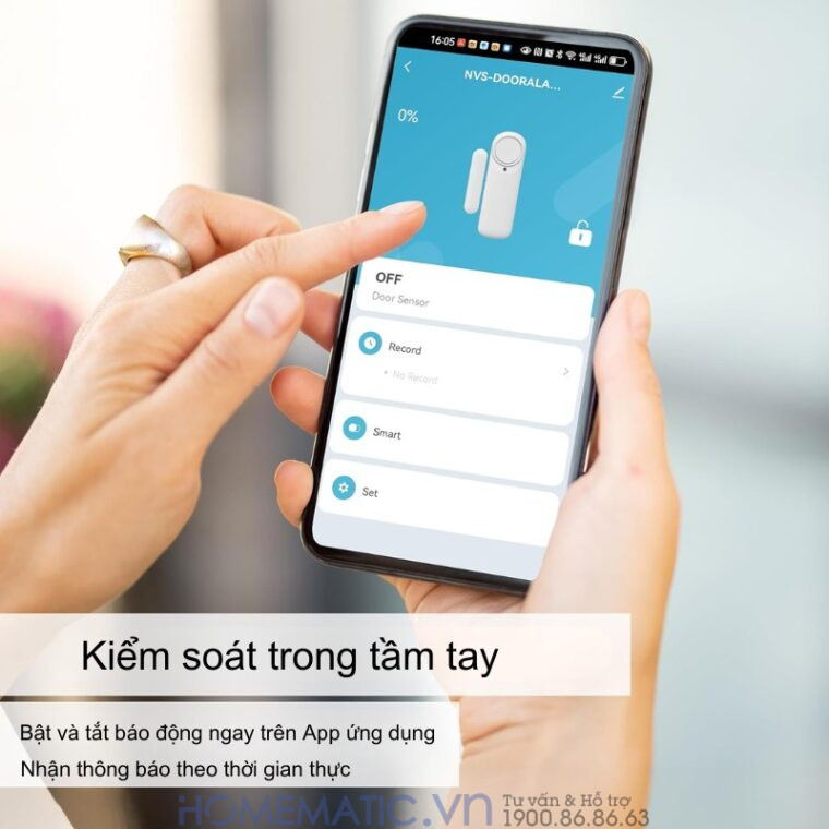 Cảm Biến Mở Cửa S1c Bản Wifi Có Còi Hú Chống Trộm Báo Qua điện Thoại Smartlife Hm-ds05