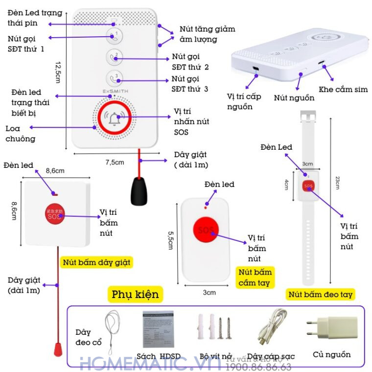 Chuông Báo Khẩn Cấp Cho Người Già Sử Dụng Sim 4g Exsmith Pb4gsos Báo Về điện Thoại các tính năng và phụ kiện Chuông Báo Khẩn Cấp Cho Người Già Sử Dụng Sim 4g Exsmith Pb4gsos Báo Về điện Thoại các tính năng và phụ kiện